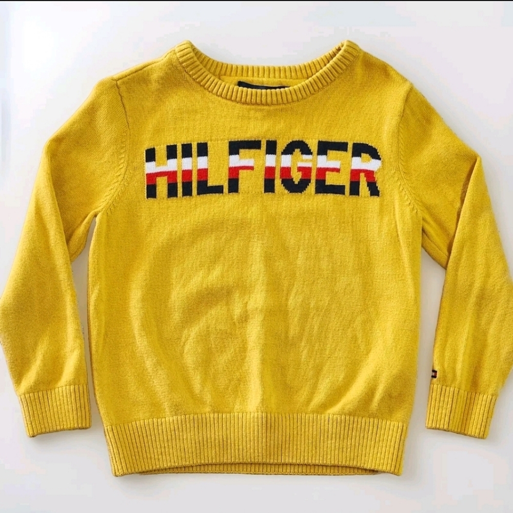 Tommy Hilfiger Fine Knit Cotton Sweater Size XXS boys Color Goldenrod Yellow